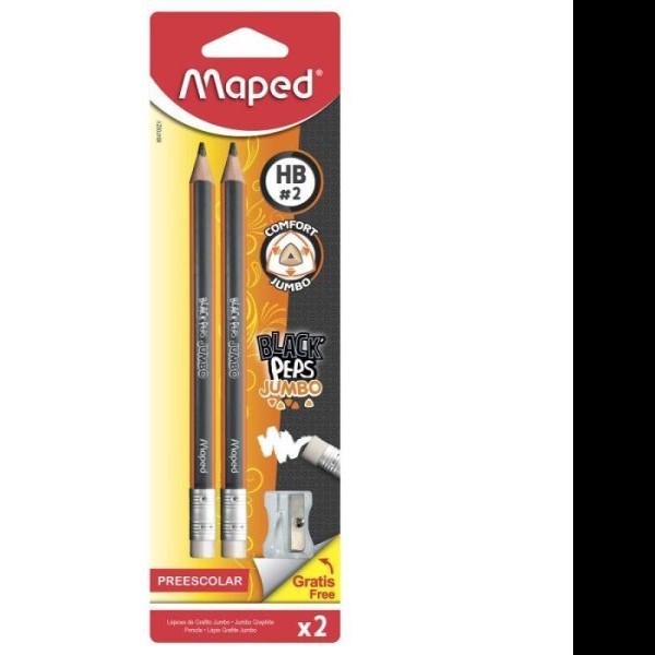 LAPIZ GRAFITO 2 BLACK PEPS MAPED JUM.TRIANG.BLISTER 2SACA